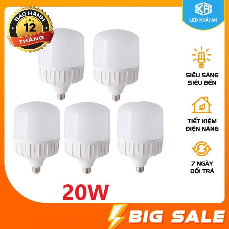 Sale Bộ 5 bóng đèn Led 20W cao cấp. Màu sáng: Warm trắng 3000-3200K Pure White 6000K-6500K . Bảo hành: 12 Tháng. - Led Khải Ân
