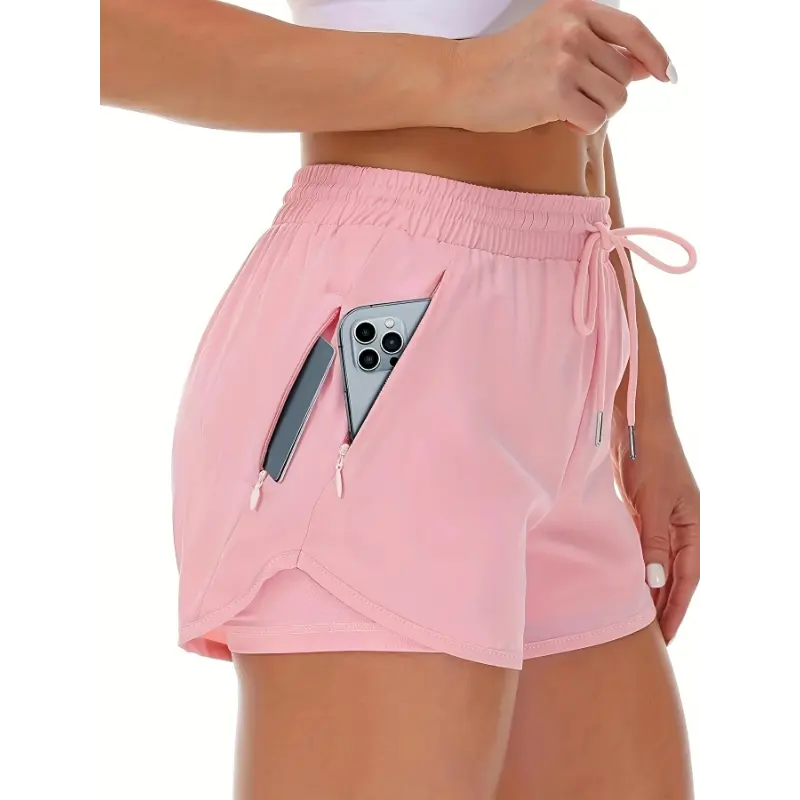 Women'S Casual Sports Shorts - Beige, Stretchy Lycra Fabric, Drawstring Waist, Multiple Pockets for Running and Fitness, Casual Sportswear|Casual Fit|Stretchy Fabric 3