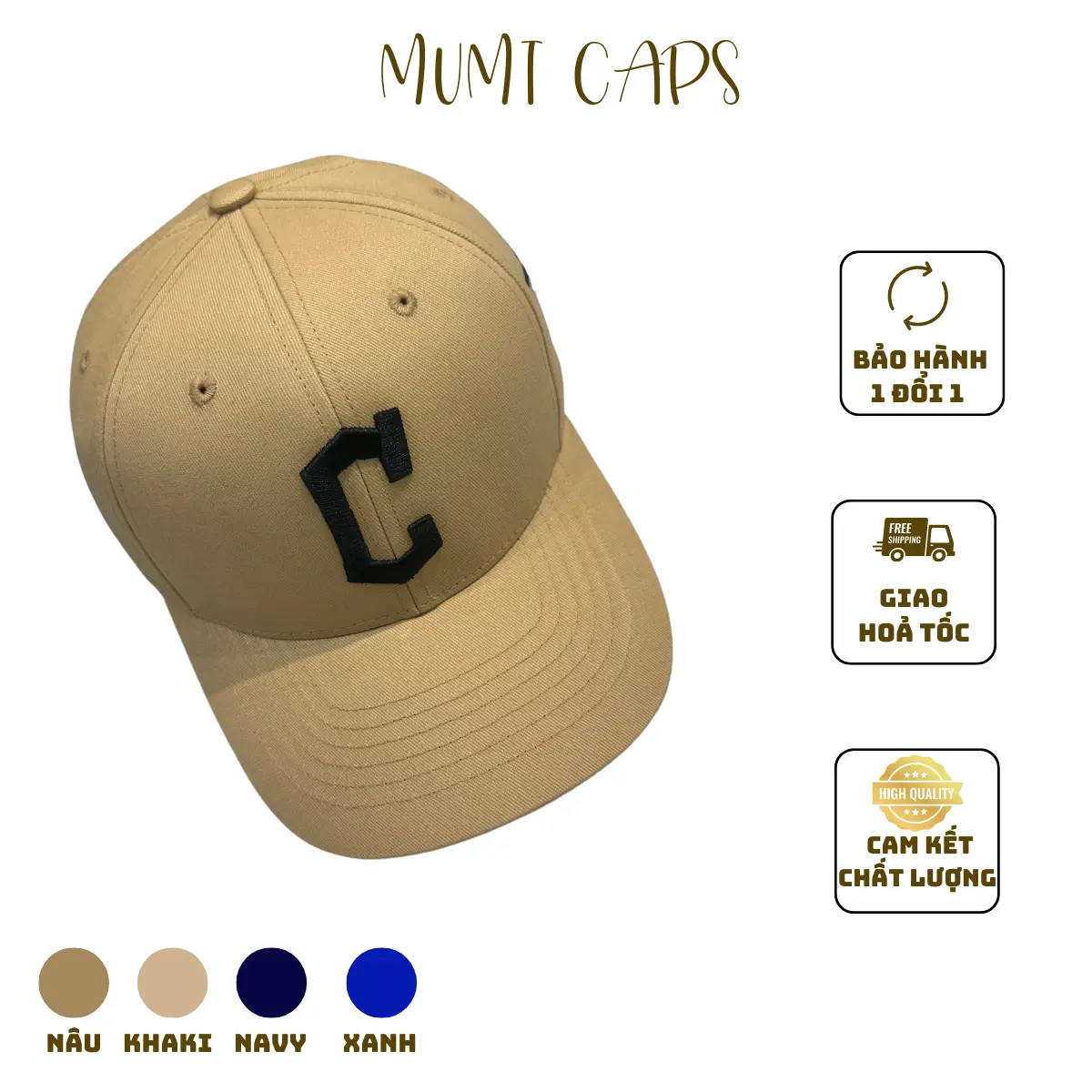 Mũ lưỡi trai thêu chữ C chất kaki dày dặn , nón kết form unisex nam nữ _ mumt caps kiểu dáng basic nhiều màu sắc Cap Hat Mũ MUMT22 Cotton