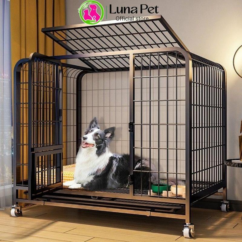 Chuồng chó lớn NAN ỐNG sơn tĩnh điện có bánh xe Luna Pet CN06
