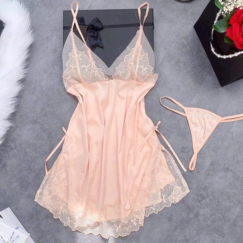 Váy ngủ 2 dây,viền hoa vải mềm mịn 4