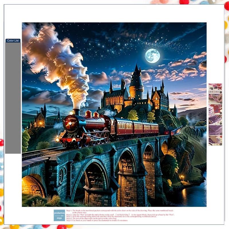 Product Introduction of 5D DIY Diamond Arts Colorful Painting Kit, Train Pattern Diamond Arts Colorful Painting without Frame, Handmade Art Crafts for Home Decor 3