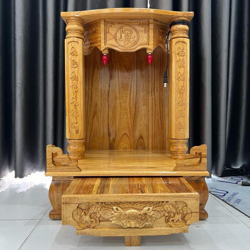   XOAN CÂU ĐỐI VÀNG  Bàn thờ thần tài ông thổ địa gỗ xoan đào cột vuông 42-48cm màu vàng đẹp rẻ Gỗ Decor Decor Phòng Trang Trí Nhà 