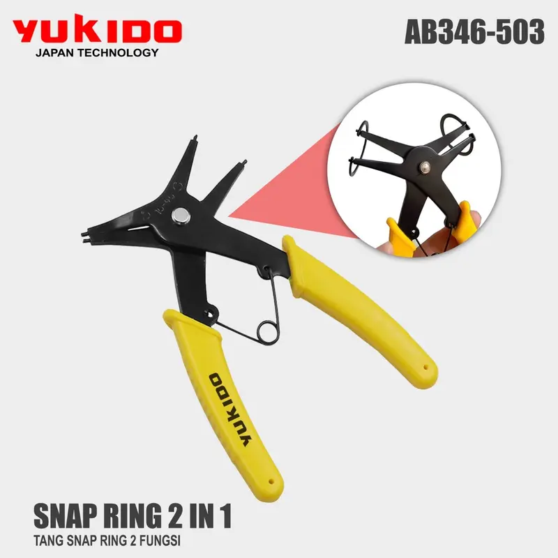 YUKIDO Tang Snap Ring Circlip 2-In-1 Lurus Buka Tutup 10 - 40 mm 2 Fungsi 3