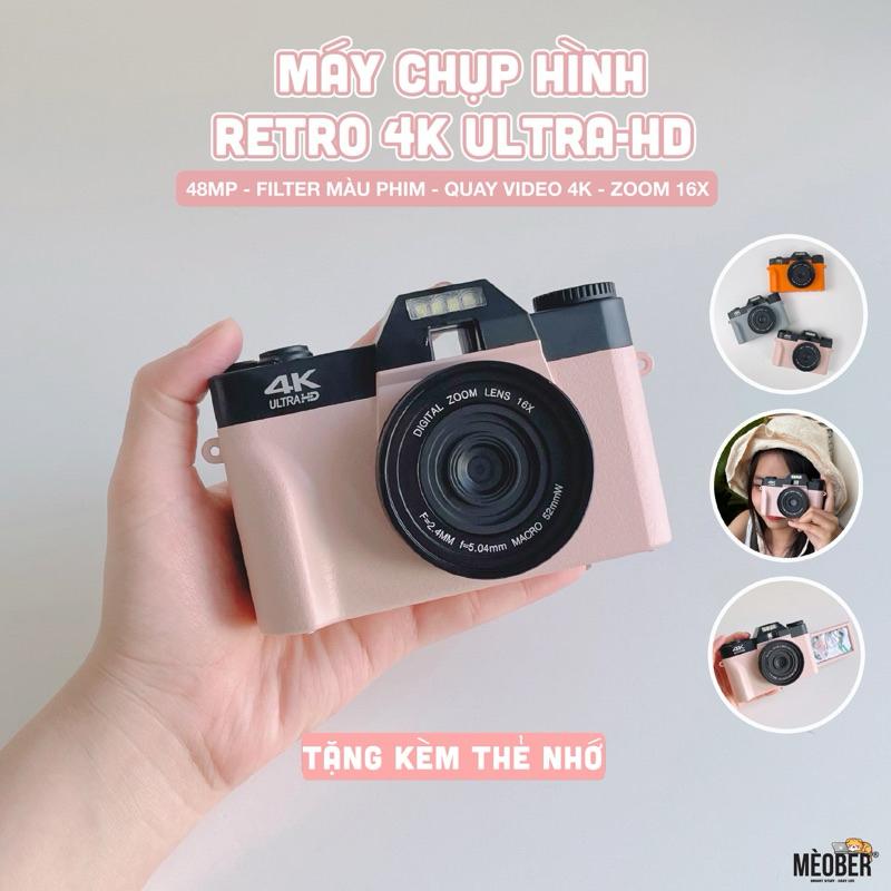 [Tặng thẻ nhớ] Máy Chụp Hình Retro 48MP Quay phim 4K UltraHD  - giả lập màu phim, quay video slow-mo, tích hợp wifi 4K Camera