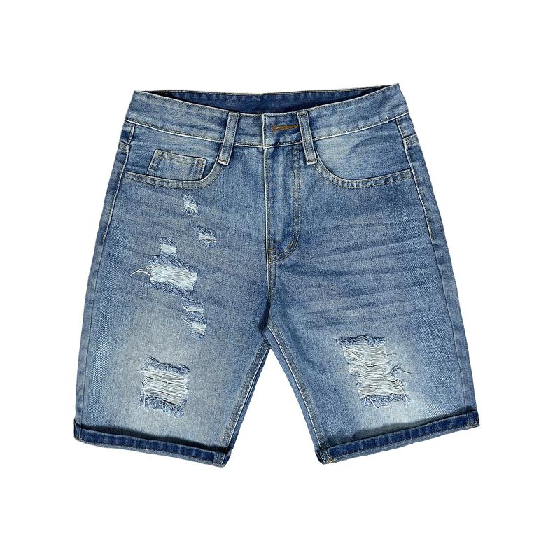 Quần short jean nam trắng rách chất bò quần đùi nam cotton không co dãn QS7A250 Menswear Có Túi Pants 7