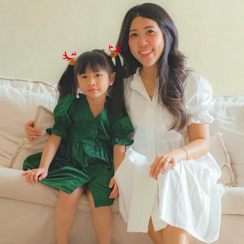 [Eclaire x Pocca] - Sylvia Dress Mom | Baju Dress Couple Mom Kids Ibu Dan Anak Lucu Warna Pastel Basic Dress 2