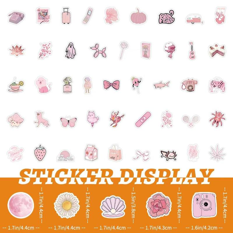 100pcs Pink Cute and Warm Style Sticker Packs for Phone Skateboard Motorcycles Laptop Luggage Bike Notebook Decoration Water Cup Guitar Notebook Book Creative Diy 2