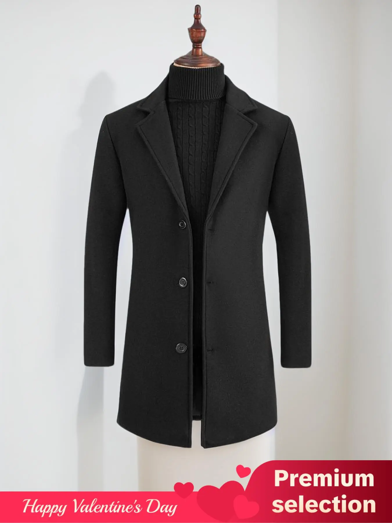 Men's Plain Button Front Lapel Long Sleeve Coat, Regular Fit Casual Coat for Fall & Winter, Going Out Clothes, Menswear, Please Purchase A Size Up, Coats
