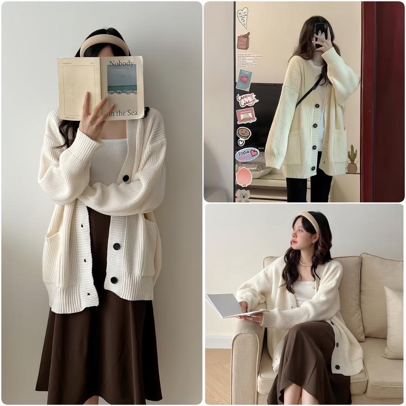 Áo Khoác Cardigan Nỉ Tăm Dáng Ngắn Màu Be Form Rộng Nữ