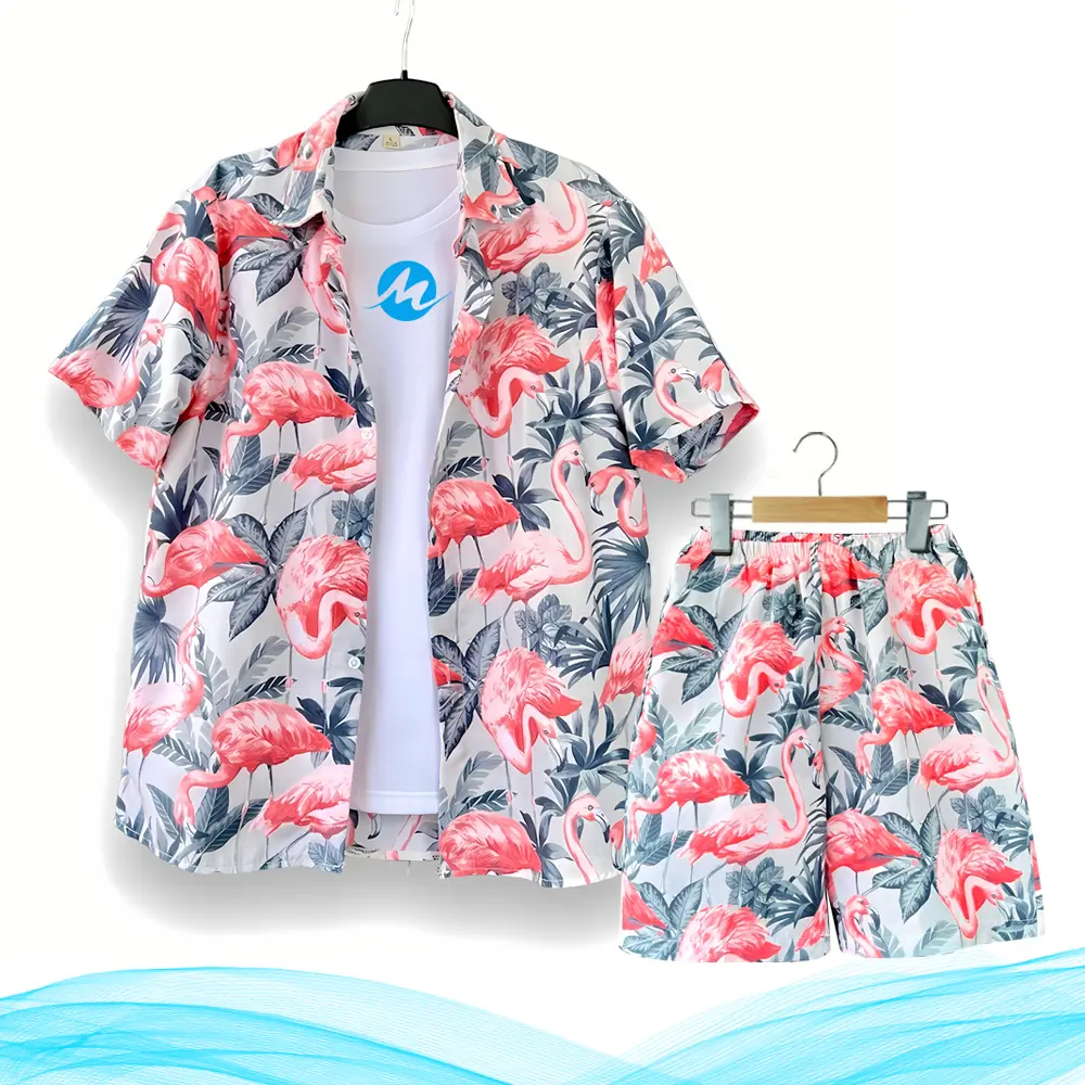 Set ÁO Và QUẦN đi biển họa tiết hoa lá nhiều mầu sắc chất liệu kate thái mềm mại thoải mái hoạt động  ngoài trời mặc đi biển