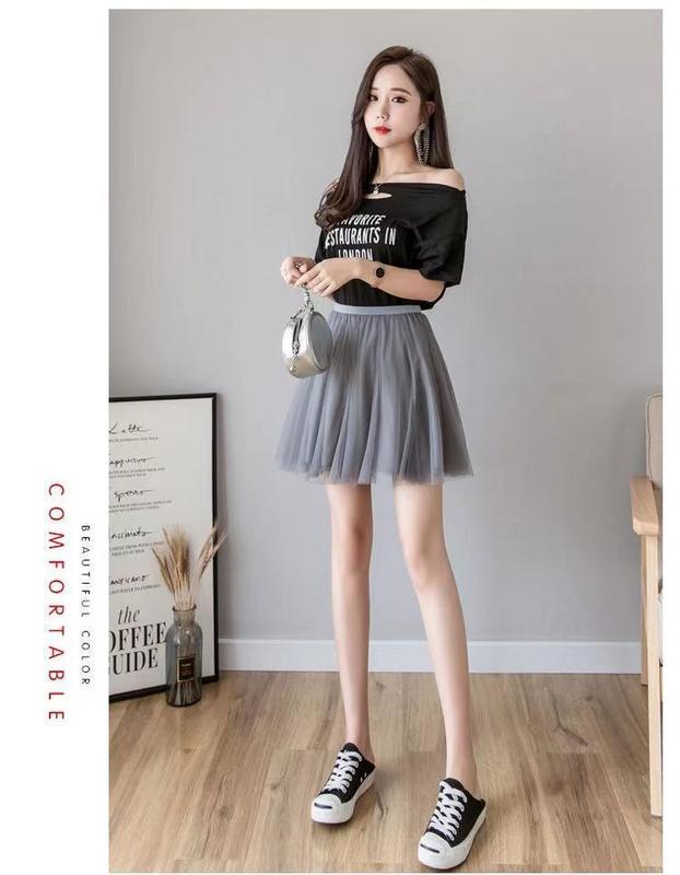 Product Introduction of Fashionable, elegant, casual, versatile mesh skirt, pleated skirt, A-line skirt, high waisted, slimming, versatile skirt, fairy skirt, small and fresh, large hem mesh skirt 24