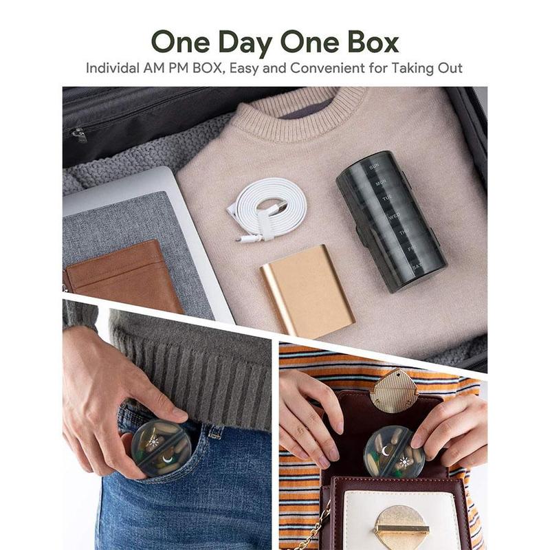 Product Introduction of Weekly Pill Organizer, 7-day Large Capacity Pill & Vitamin Storage Box, Summer Essentials Portable Pill Box for Travel & Home Use, Organizer Storage 9