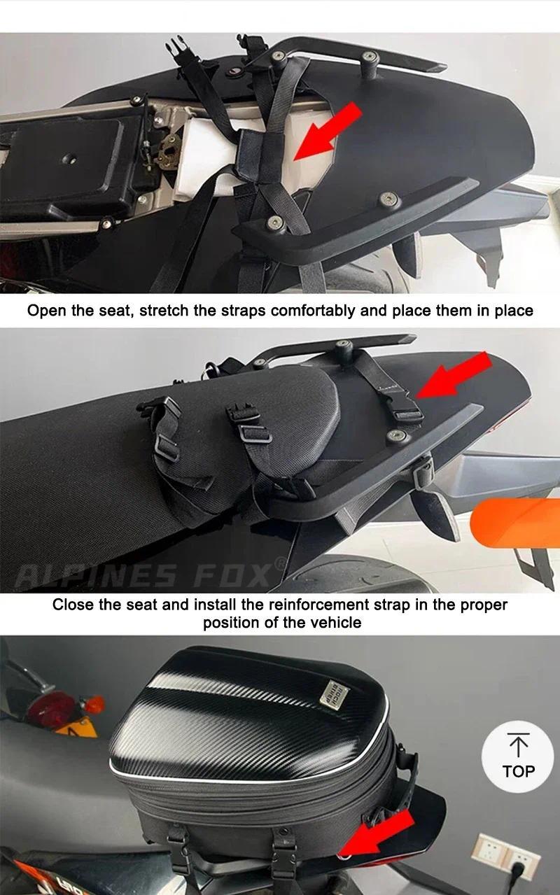 Product Introduction of ROCK BIKER 18-24L Carbon Fiber Motorcycle Tail Bag Waterproof Motorbike Rear Back Seat Bag Moto Helmet Travel Bag Rider Backpack 27