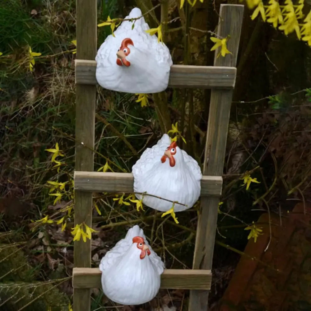 Exquisite Handicraft Hen Figurine Cartoon Resin Art Chicken Sculpture Unique Garden Statue Yard