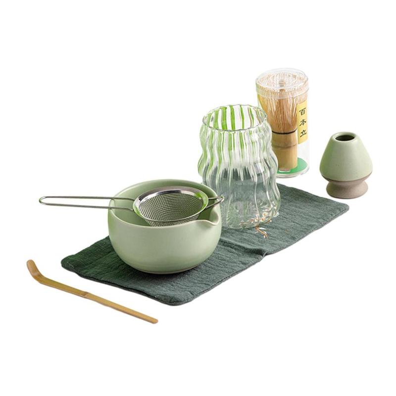 7-Piece Matcha Tea Set - Ceramic Bowl, Bamboo Whisk, Scoop & More - Complete Japanese Ceremony Kit