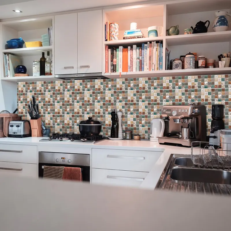 Retro Pattern Tile Sticker, Waterproof Self-adhesive Tile Sticker, Durable Kitchen Wall Sticker, Wall Decor for Home Kitchen Bathroom 3