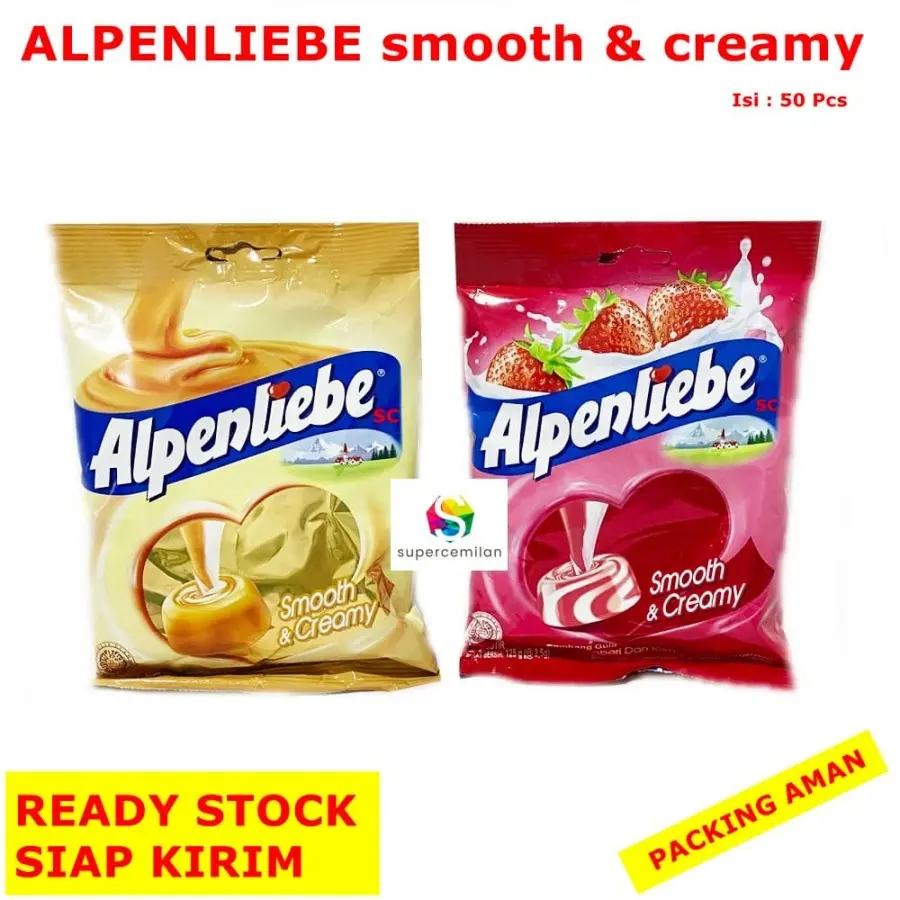 Alpenliebe Smooth & Creamy Karamel /  Stoberi (isi 50 pcs) Kembang Gula