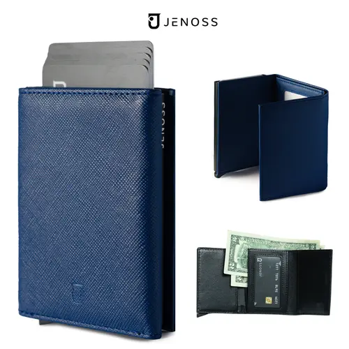 Ví Thông Minh Dean & Box Đựng Thẻ Tự Động, Ví Da Nam Cao Cấp Gập Ba Mini Nhỏ Gọn Nhiều Ngăn Bóp Tiền Chính Hãng Jenoss