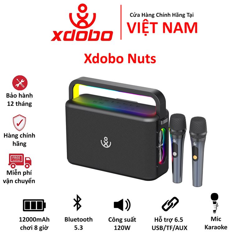 Loa Karaoke Bluetooth 5.3 XDOBO SINOBAND NUST Công Suất 120W Kèm 2 Micro Không Dây Hỗ Trợ Hát Karaoke, Thẻ TF, USB,AUX, Cổng 6.5mm - Chính hãng bảo hành 12 tháng