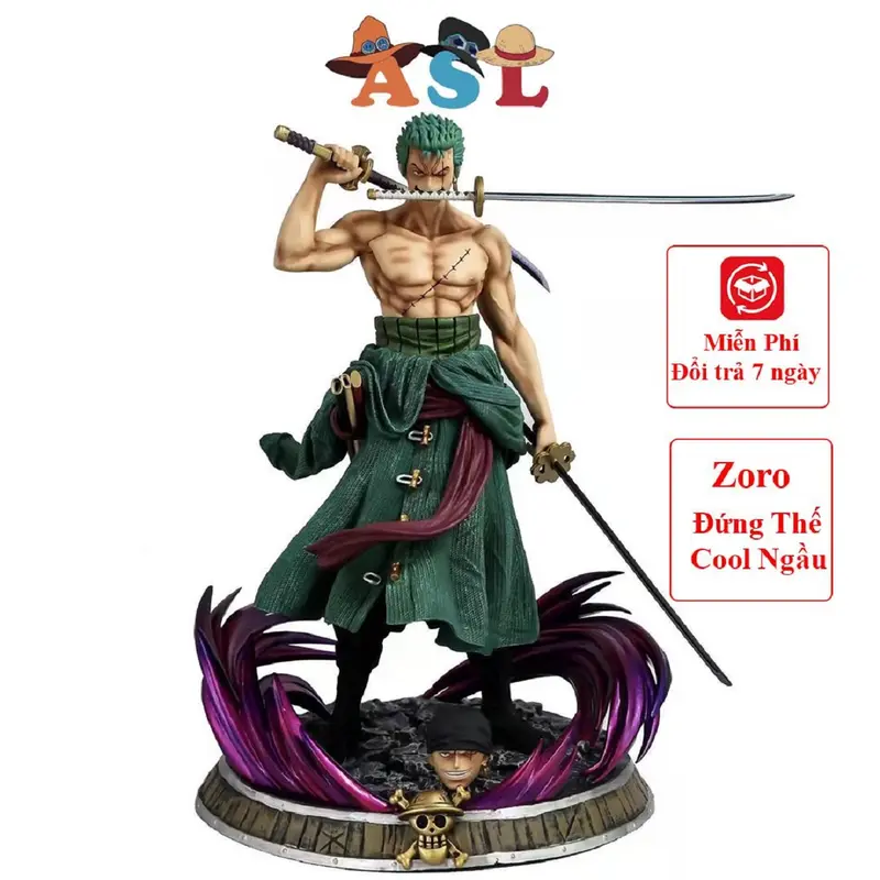 Mô Hình Zoro đứng cool ngầu 2 đầu  3 kiếm  3 haki ASL Shop Mô Hình One Piece Đồ Chơi Toy 0