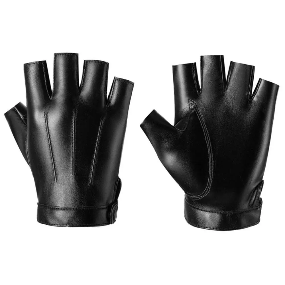 Wear Resistant Half Finger Gloves Anti Slip Protection Breathable PU Leather Gloves for Men Women Teens Driving Training Running Fitness