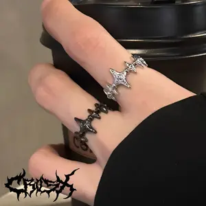 RCU RING / CINCIN TENGKORAK CINCIN HITAM SILVER / CROSS RING STAR CINCIN SALIB BINTANG RING SKULL RING CINCIN COUPLE RING KOREAN STYLE RING CINCIN STYLE KOREA CINCIN AESTHETIC RING CINCIN TITANIUM STAINLESS CINCIN PRIA CINCIN WANITA HIP HOP PUNK KEREN