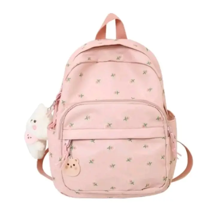 NURA'Store BS- Tas Ransel motif bunga tulip terbaru perempuan tas bunga tulip korean style cewe tas ransel anak sd smp perempuan bunga Tas Punggung Fashion 7
