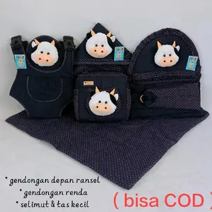 tas kecil set gendongan TOPI RENDA srlimbut gendongan depan Bunda Bayi