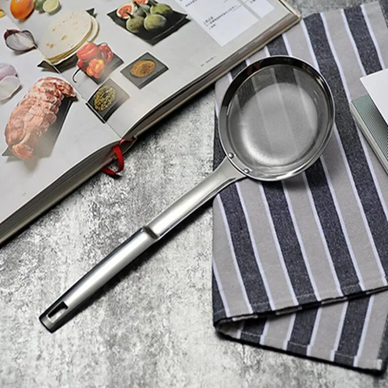 Bộ lọc dầu bằng thép không gỉ, tay cầm dài, lưới mịn, Kẹp bộ lọc nhà bếp, cho nhà bếp, Kèn lọc, phụ kiện nhà bếp, thìa dầu, ED
