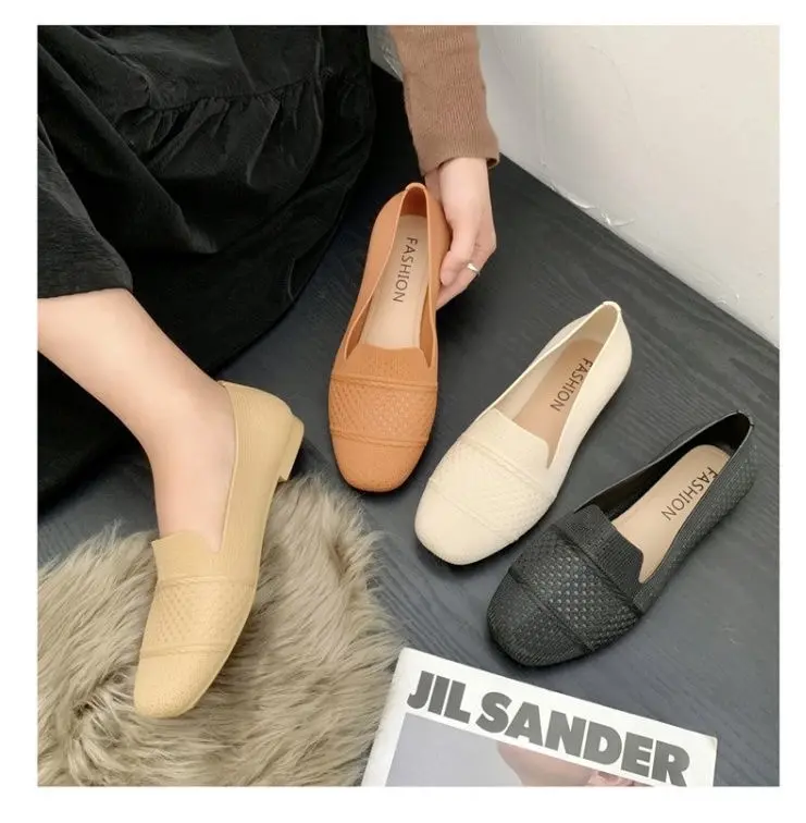 2023 Spring and Autumn New Style Lace Shallow Mouth Women's Shoes Simple Low-cut Flat Heel Shoes for Women Casual Breathable Mesh Shoes for Women Walking Shoes Footwear Girl Comfort Running Summer