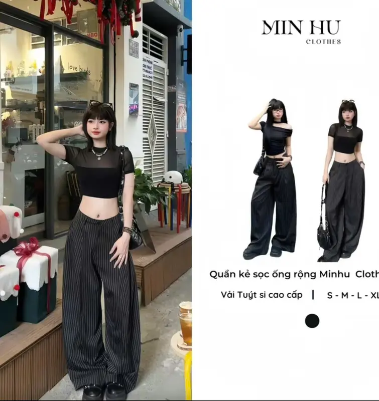 Quần tây ống suông kẻ sọc chất gold hàn không xù nhiều màu sắc 0