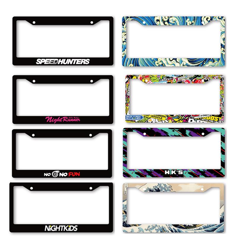 Spot Goods COD  Universal 1PCS ABS US Car License Plate Frame Cover JDM Nightkids Speedhunter Number Plate Holder 0
