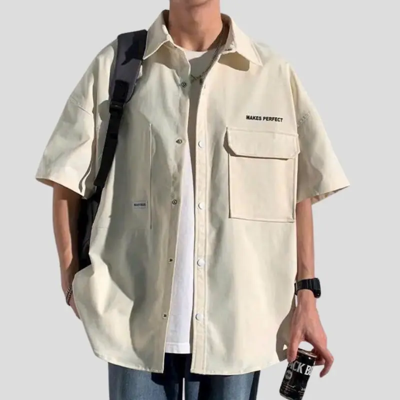 Áo Sơ Mi Nam Nữ  Form Rộng Tay Lỡ Chất KAKI 2 Túi MAKE Unisex Menswear hot trend 2