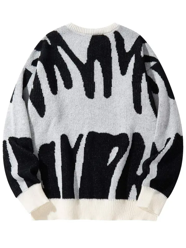 Men's Skeleton Print Round Neck Sweater, Loose Casual Long Sleeve Crew Neck Jumper for Fall & Winter, Fashion Men's Knitwear for Daily Wear 7