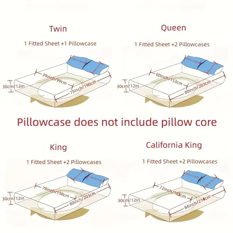 Solid Color Geometric Pattern Fitted Sheet & Pillowcase without Filler, 2/3 Counts Soft Bedding Sets for Bedroom Guest Room College Dormitory, Bedding Sets, Stocking Fillers Gift 3