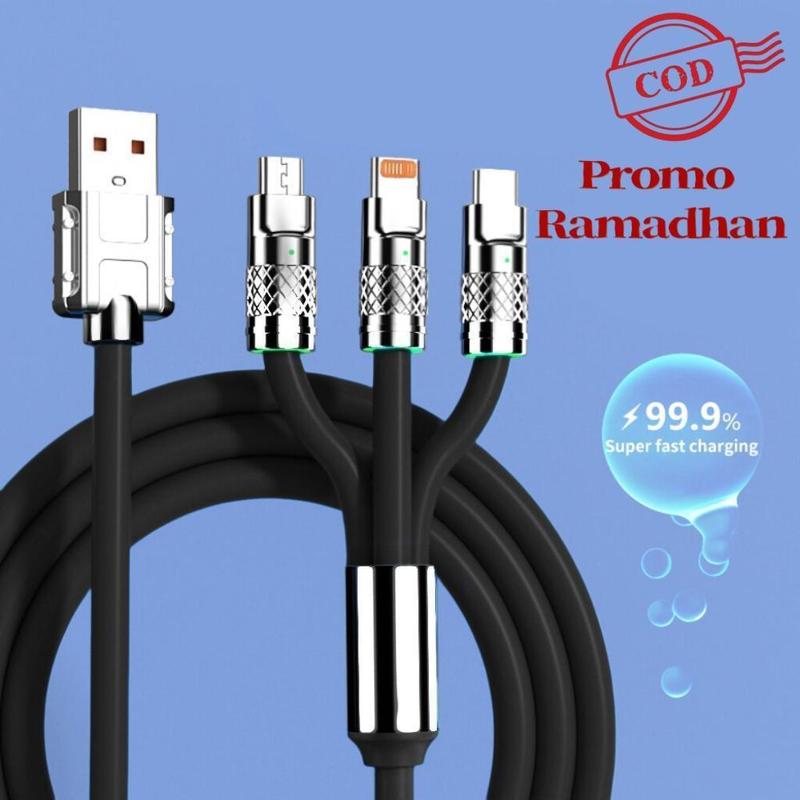 COD Promo Ramadhan Promo Charger 35W + Kabel Data 3 in 1, Pengisian Super Cepat 6A, Kompatibel dengan Micro, Type C, dan Lightning, Desain Kompak dan Elegan 1