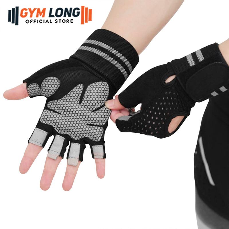 Găng Tay Tập GYM Có Cuốn Cổ Tay Chắc Chắn Chống Trơn Trượt Co Giãn Thoáng Khí HS113 GYMLONG 