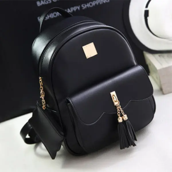 2024 New Backpack Women's Backpack Women's Korean-Style Pu Women's Bag Fashion Casual Women Bag Simple All-Match Schoolbag