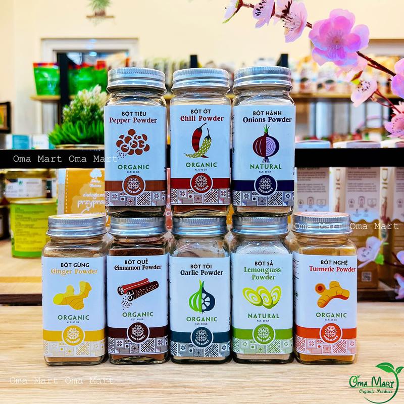 Bột gia vị hữu cơ Vinasamex (gừng, hành, tỏi, sả, nghệ, quế, ..) Gia Vị Bột