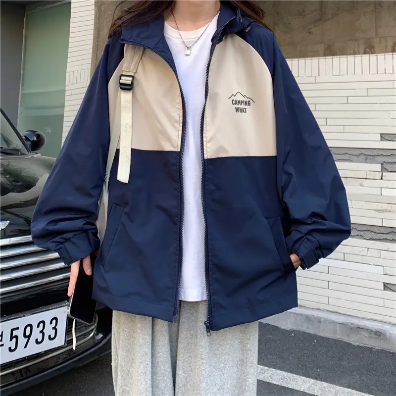 Áo khoác gió  Nữ  2  lớp học sinh fom rộng  kiểu giáng UNISEX phối thân 2 màu siêu xinh Top Women Jacket Ong 3