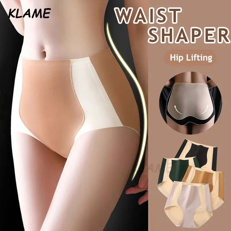 KLAME M-2XL High-waist Seamless Underwear Women's Cotton Breathable High Elastic 3D Belly Butt-lifting Panties Female 35-85kg Plus Size Comfortable Panty YML553