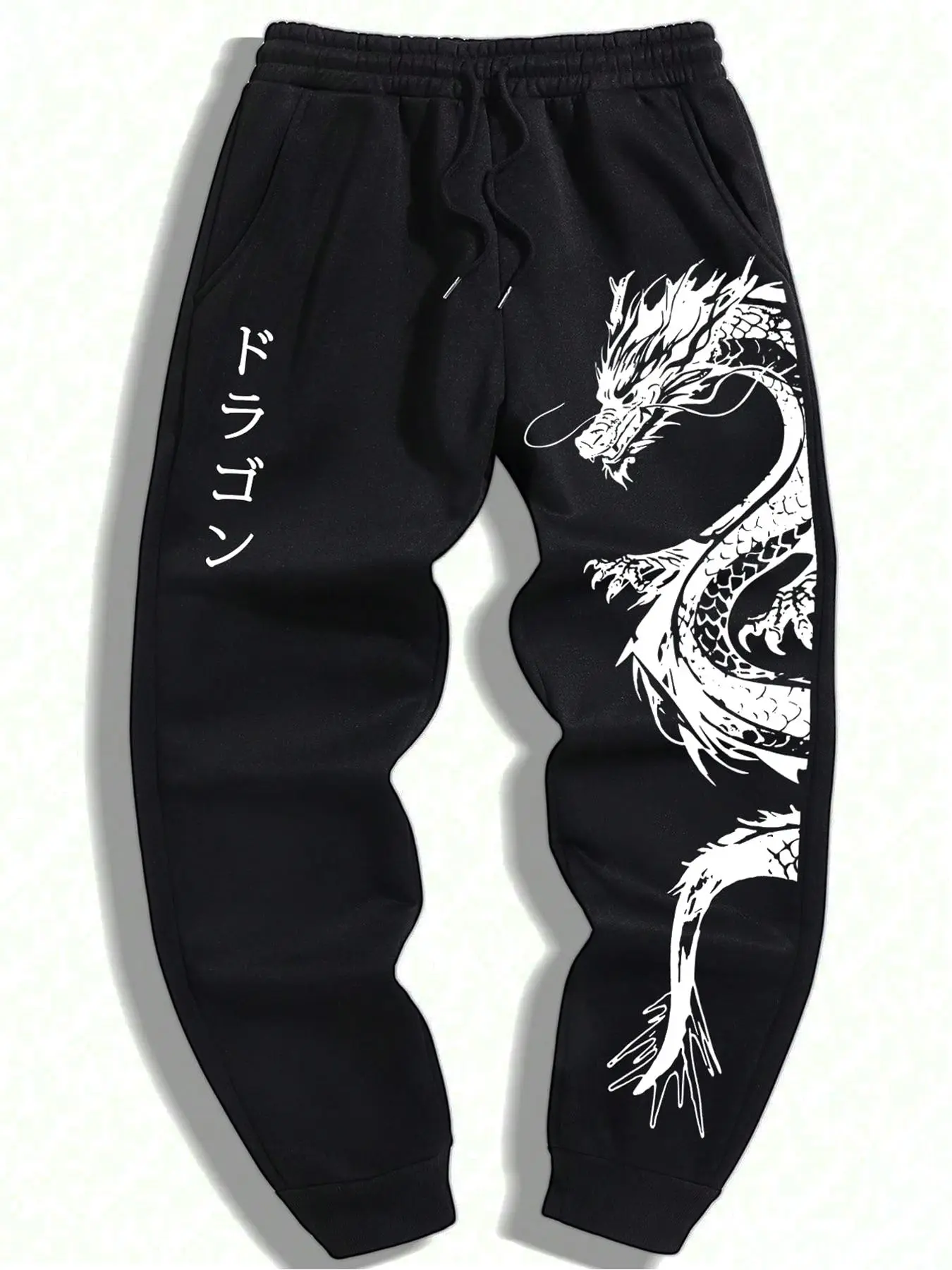 Men's Dragon & Letter Print Drawstring Waist Sweatpants, Casual Regular Fit Pocket Jogger Pants for Daily Wear, Fashion Men's Bottoms for All Seasons
