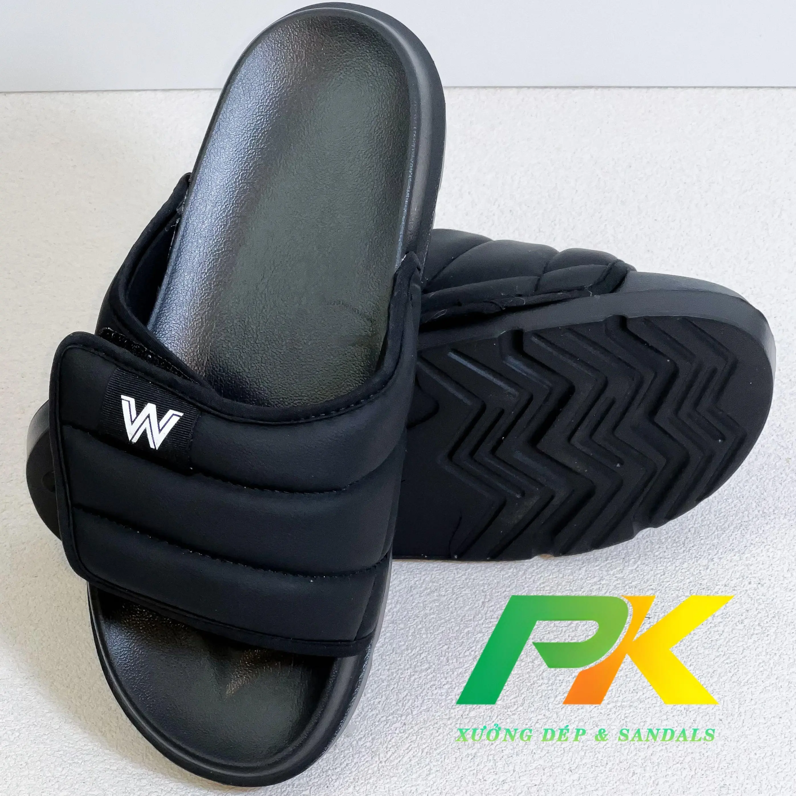 Dép nam chất,Dép nam nữ chữ W kiểu dáng Slipper, Slide Sandal, Quai dán êm nhẹ,DéP, Đế Bằng