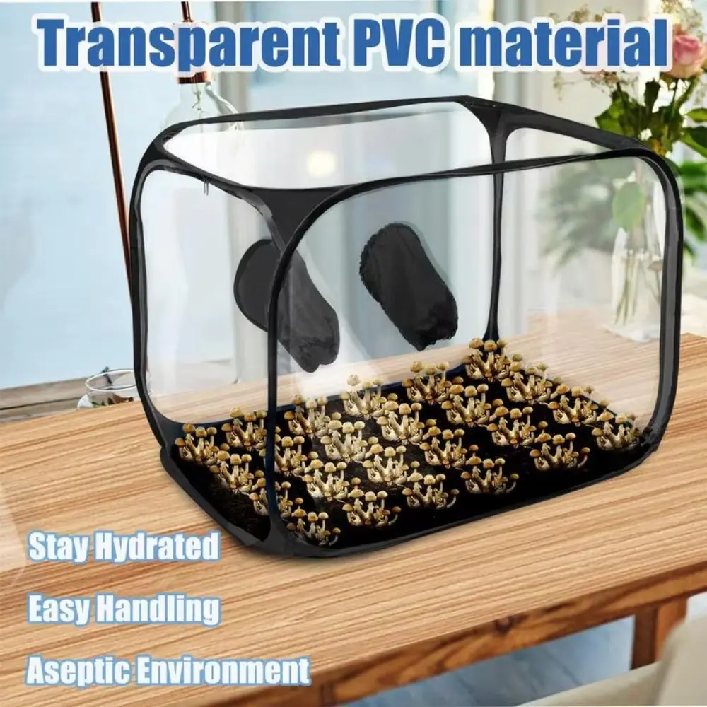 Portable Transparent Mushroom Grow Bag PVC Waterproof Mycology Still Air Box Propagation Stations Mushroom Tent Horticulture Supplies