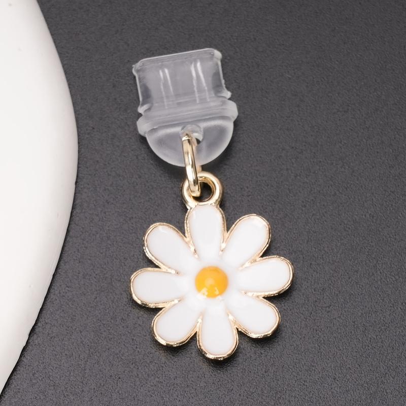 Product Introduction of Daisy Design Phone Charging Port Dust Plug, Cute Flower Design Phone Charging Port Decorative Pendant, Phone Accessories 5