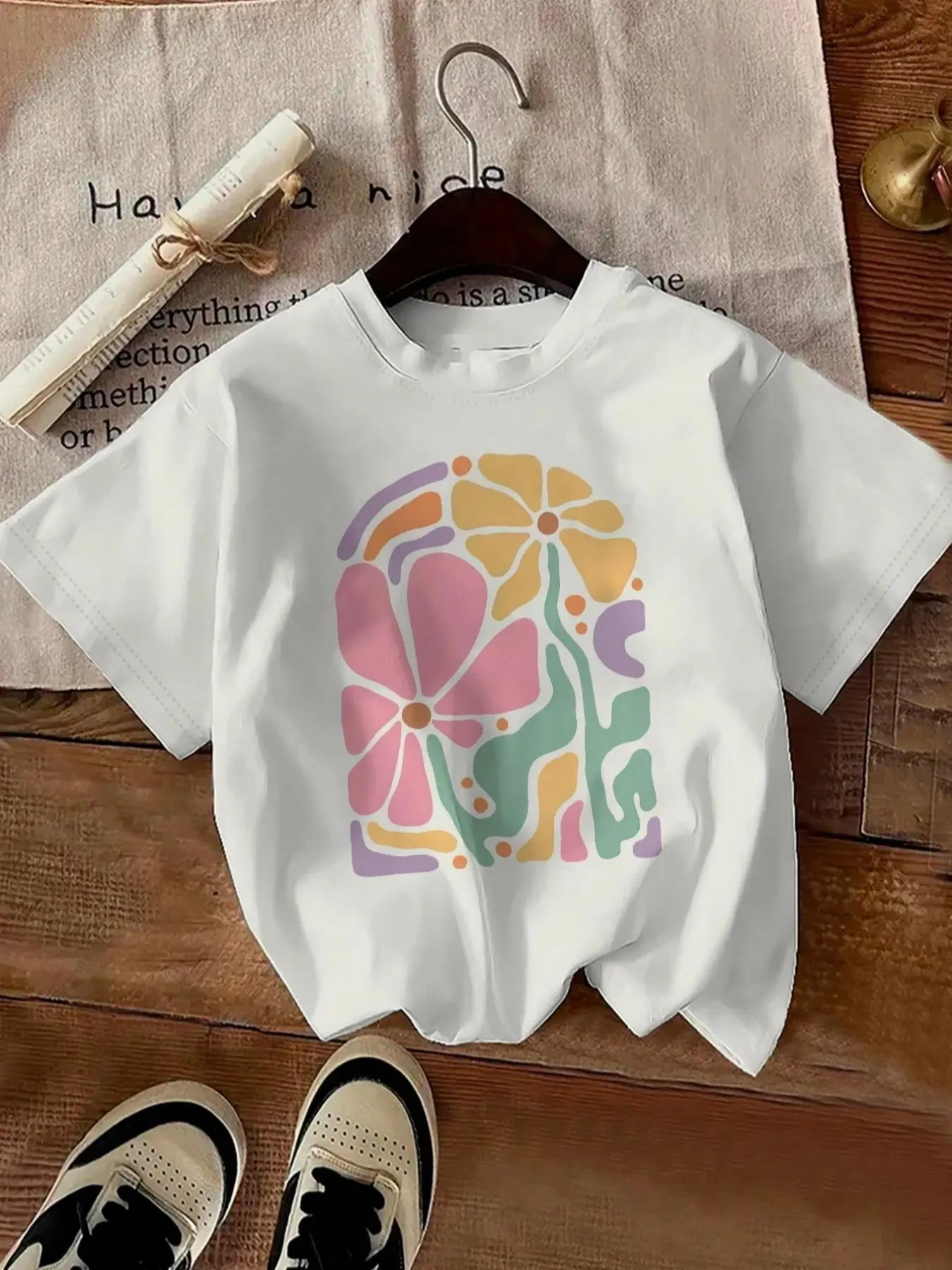 Women's Floral Print Round Neck Tee, Vintage Trendy Casual Short Sleeve T-shirt for Daily Wear, Ladies Summer Outfit, Top