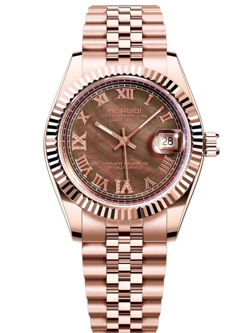 Product Introduction of Women's Elegant Rose Gold Fashion Mechanical Watch, Fashion Watch for Party, Daily Clothing Decor, Trendy All-match & Exquisite Watch for Birthday Gift with Box 5