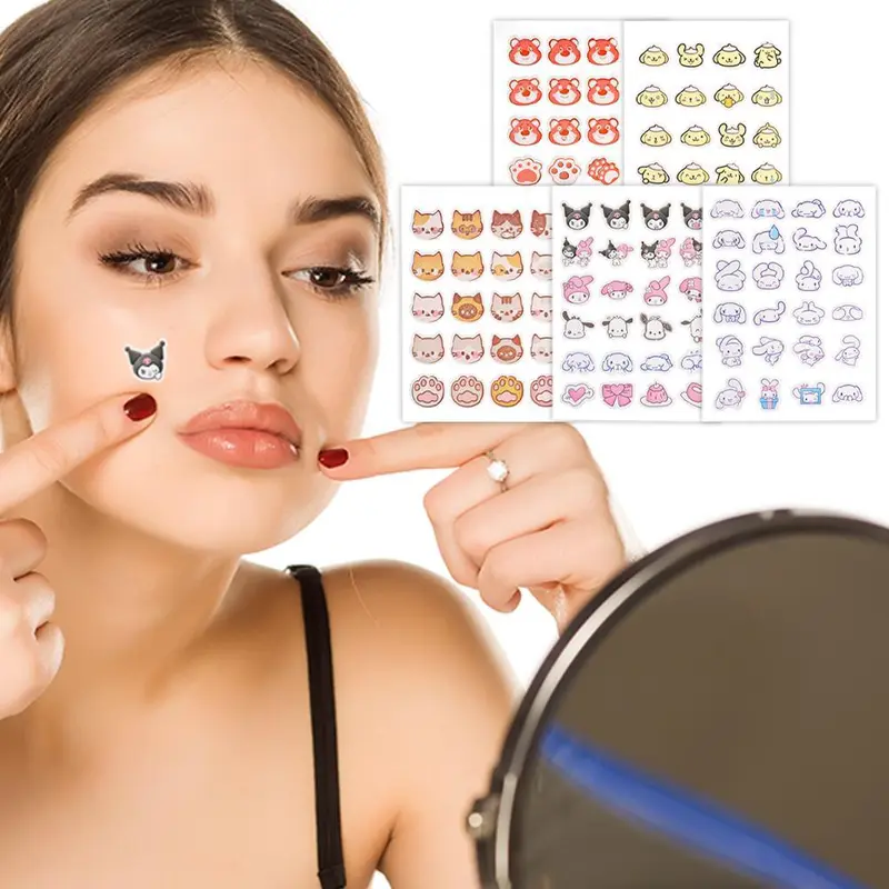 Cartoon Cat Face Colorful Stickers, Cute Acne Stickers Blemishes Improve Cover Face Acne A1C0 6