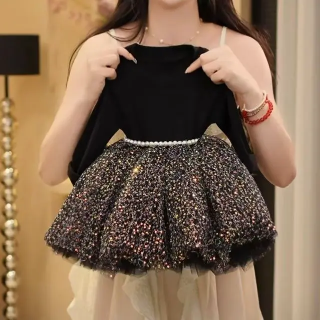 Váy Tutu Vải Tuyn Đo Kim Sa, Phong Cách Phương Tây, Cho Bé Gái, Váy Công Chúa Ngủ Dài, Hàng Mới Về Mùa Thu 2024, Trang Phục